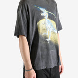 Black t-shirt worn by a person, showing the t-shirt's fit