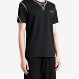 Black t-shirt, full body view