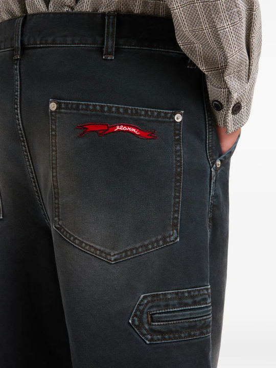 Black pants,showing texture of the cowboy fabric