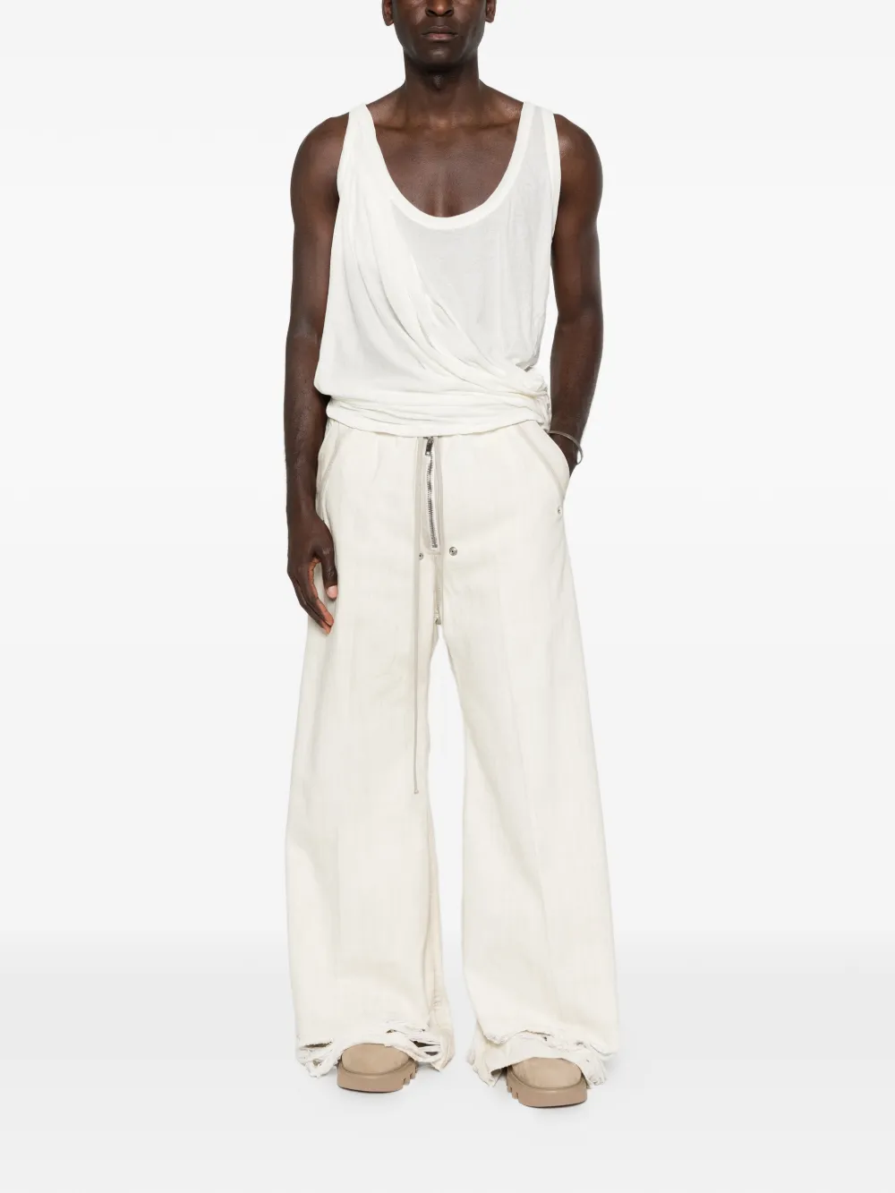 White pants, full body view