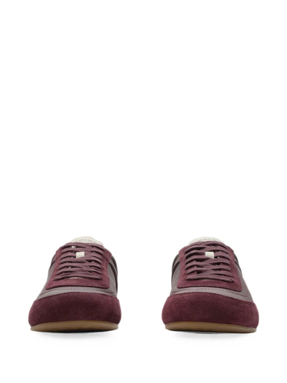 Burgundy shoes, front view