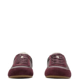 Burgundy shoes, front view