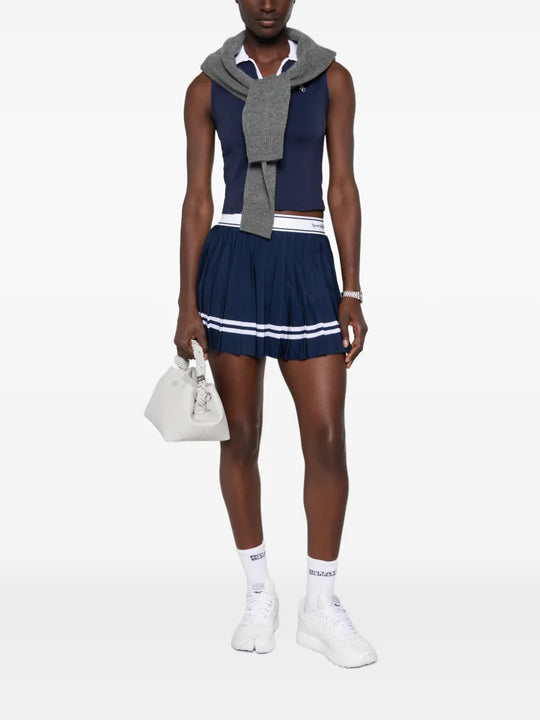 Navy dress, front view