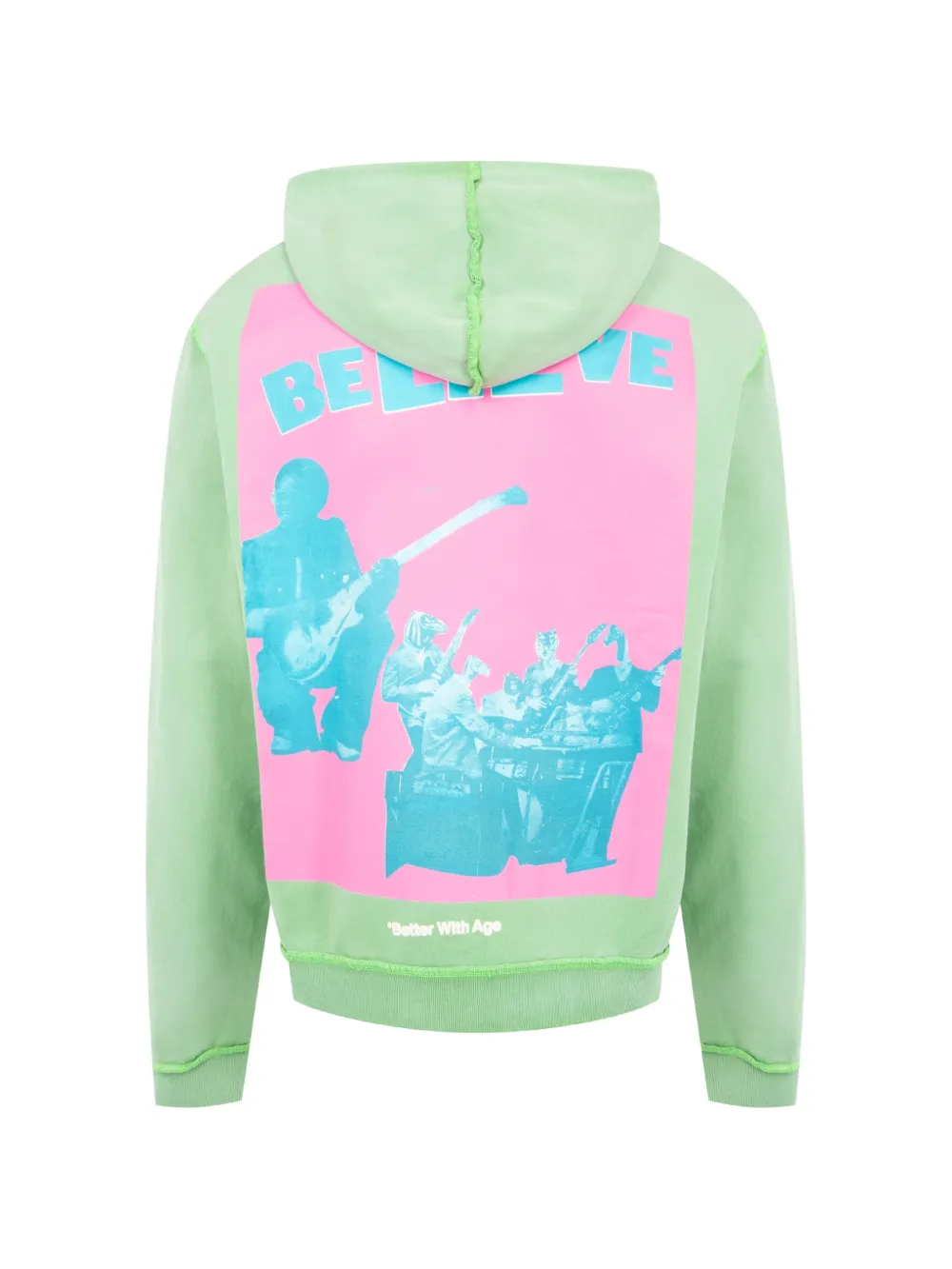 Green hoodie, back view
