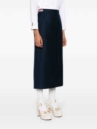 THOM BROWNE - Women Calf Legth Side Tab Skirt In Solid Wool Twill