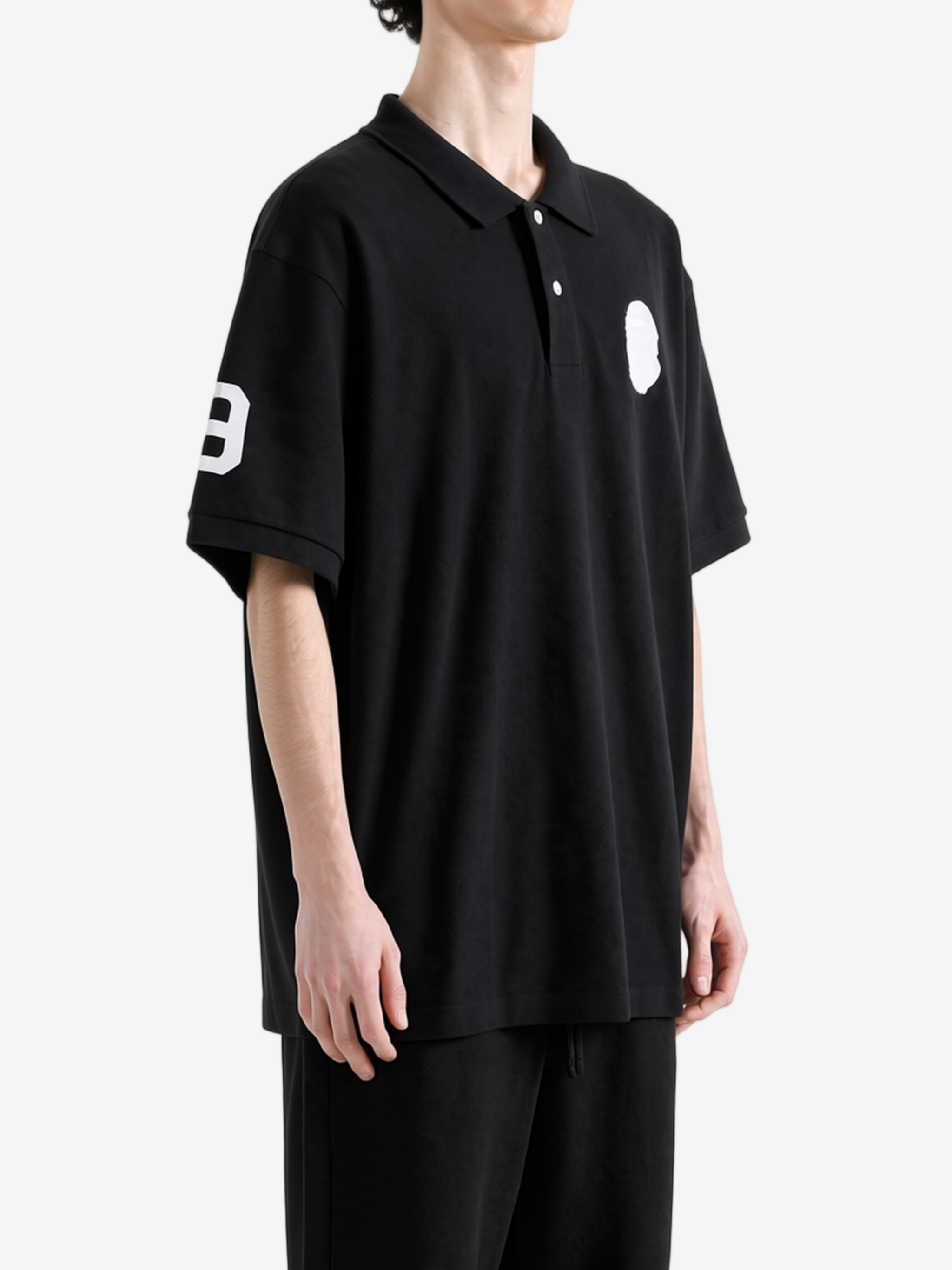 Black t-shirt, full body view