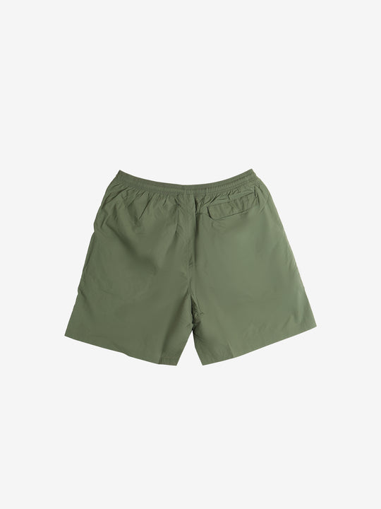 Green shorts, back view