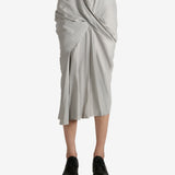 Grey skirt worn by a person, showing the skirt's fit