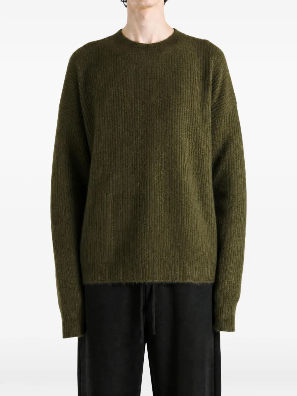 Green knitwear, full body view
