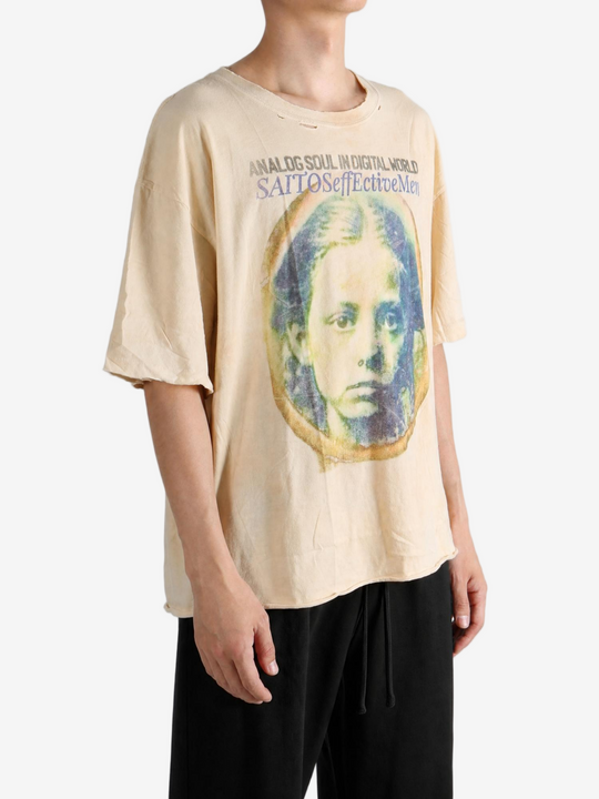 Tan t-shirt, full body view