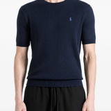 Blue hoodie worn by a person, showing the hoodie fit