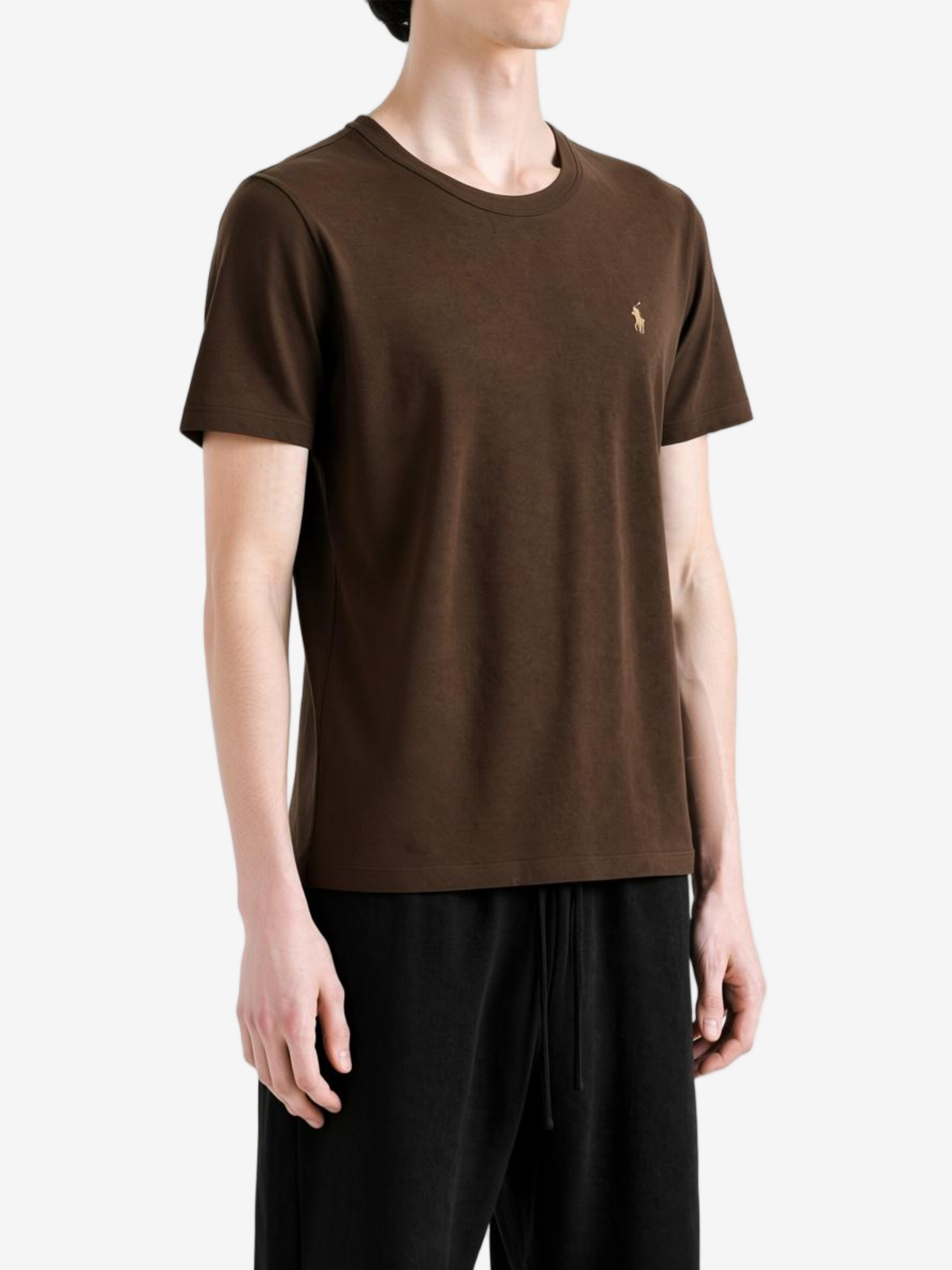 Brown t-shirt, full body view