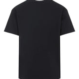 Black t-shirts, back view