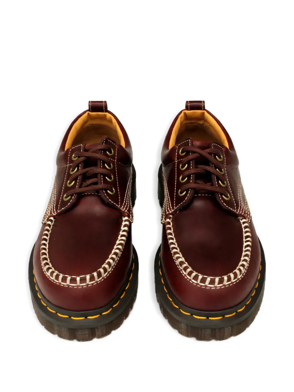 Burgundy shoes, front view