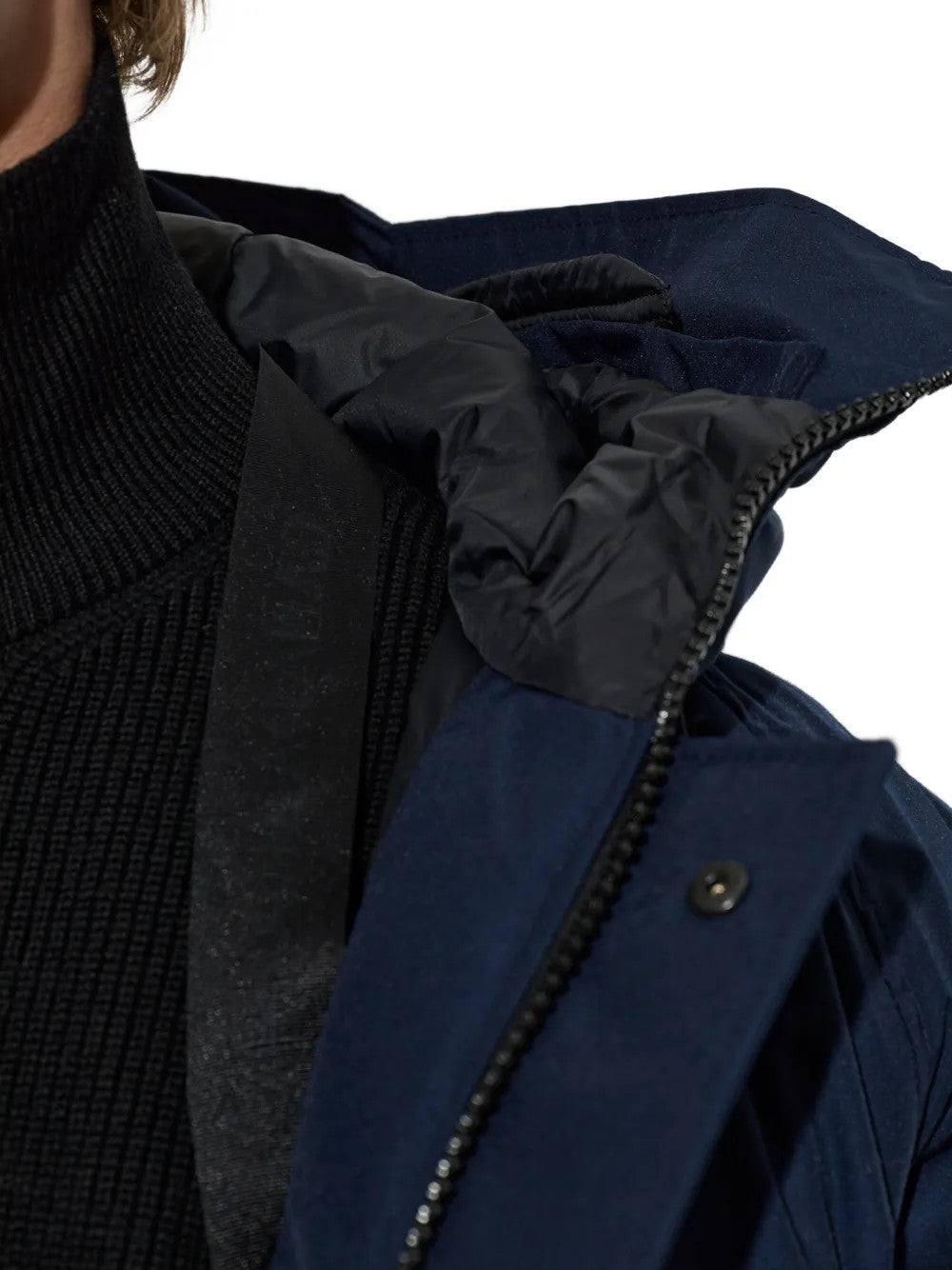 Navy jacket, front view