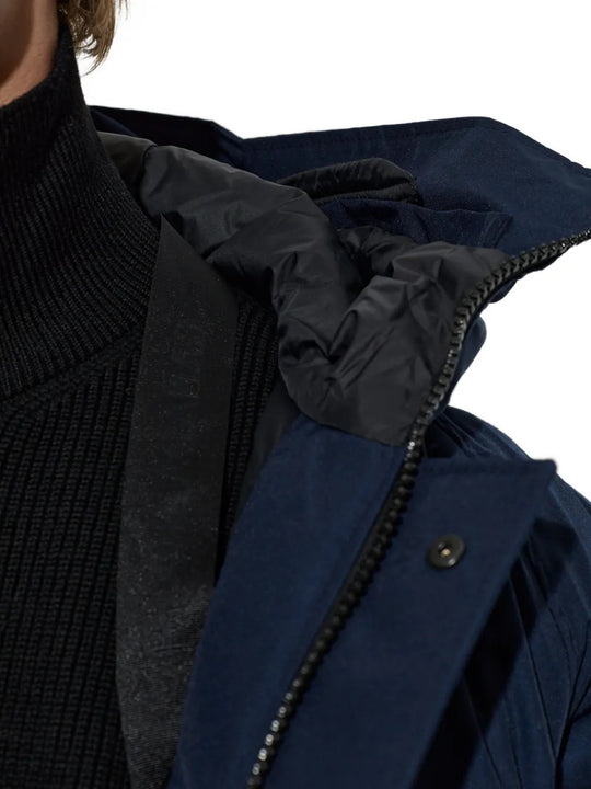 Navy jacket, front view
