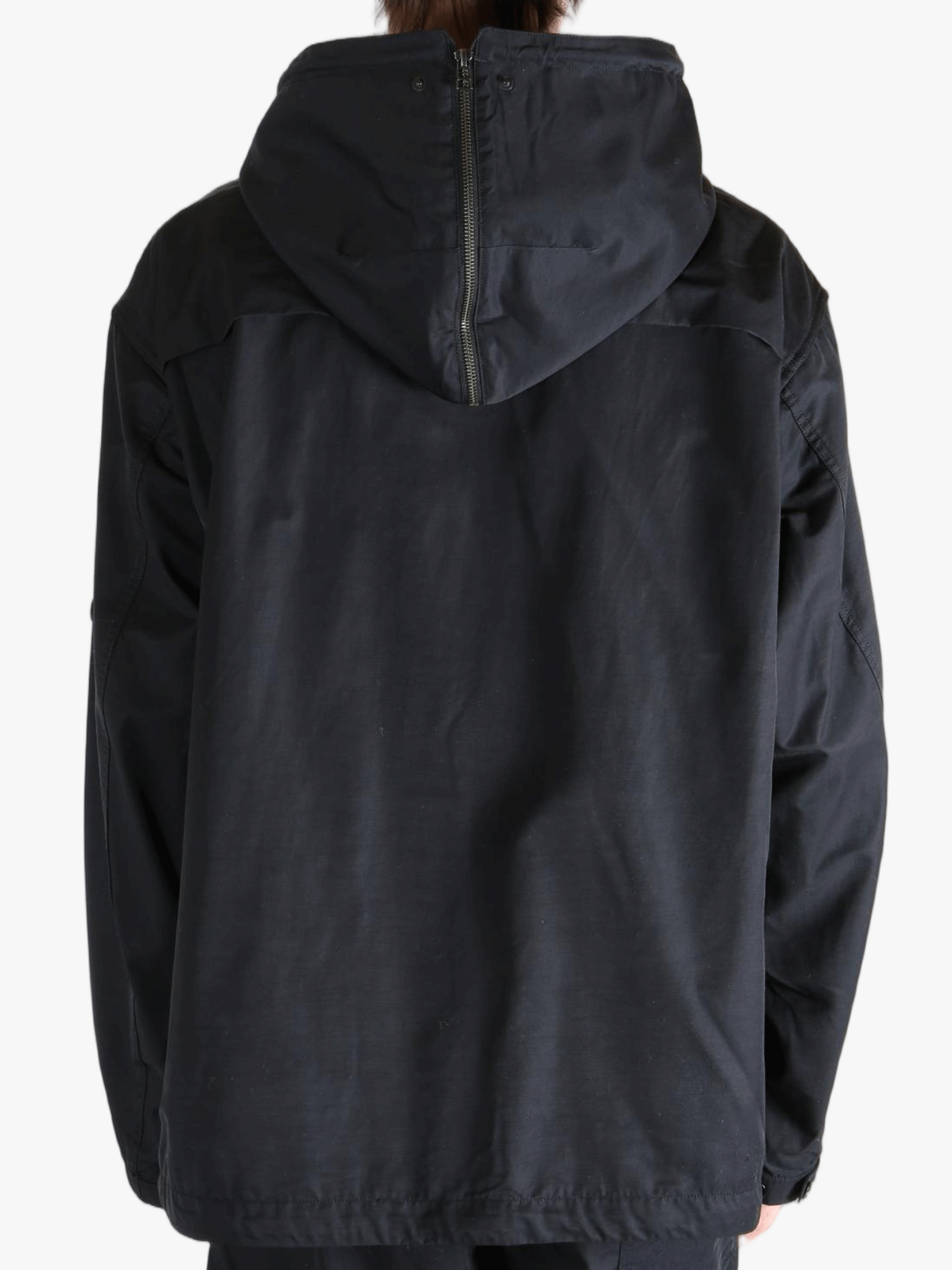 Black jackets worn by a person, showing the jackets fit