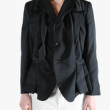 Black jacket worn by a person, showing the jacket's fit