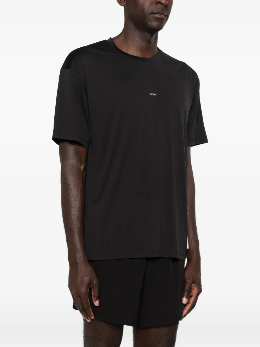 Black t-shirt, full body view