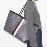 Blue bag worn by a person, showing the bag's fit