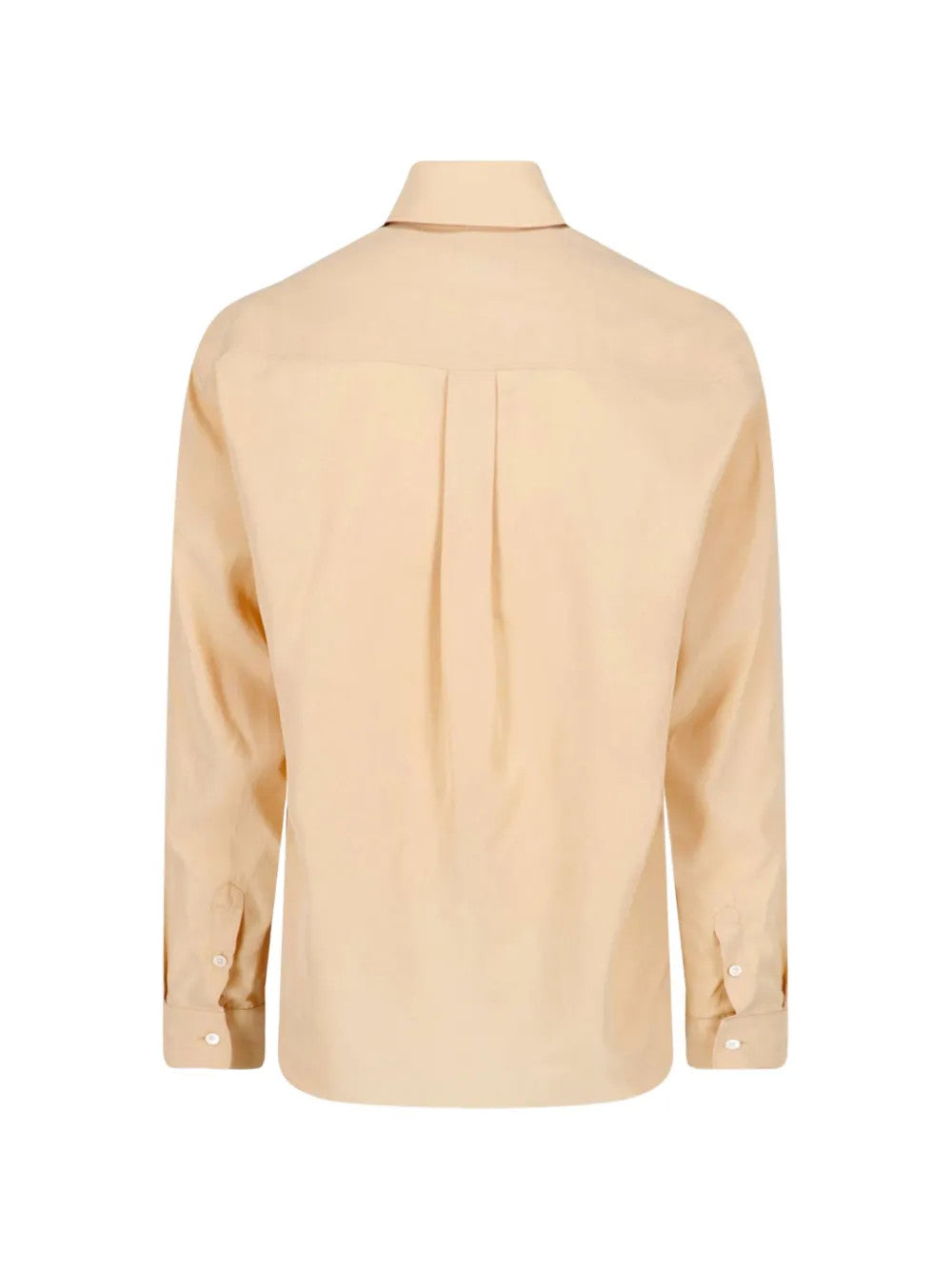 Tan shirt, back view