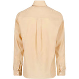 Tan shirt, back view