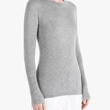 Grey t-shirt worn by a person, showing the t-shirt fit