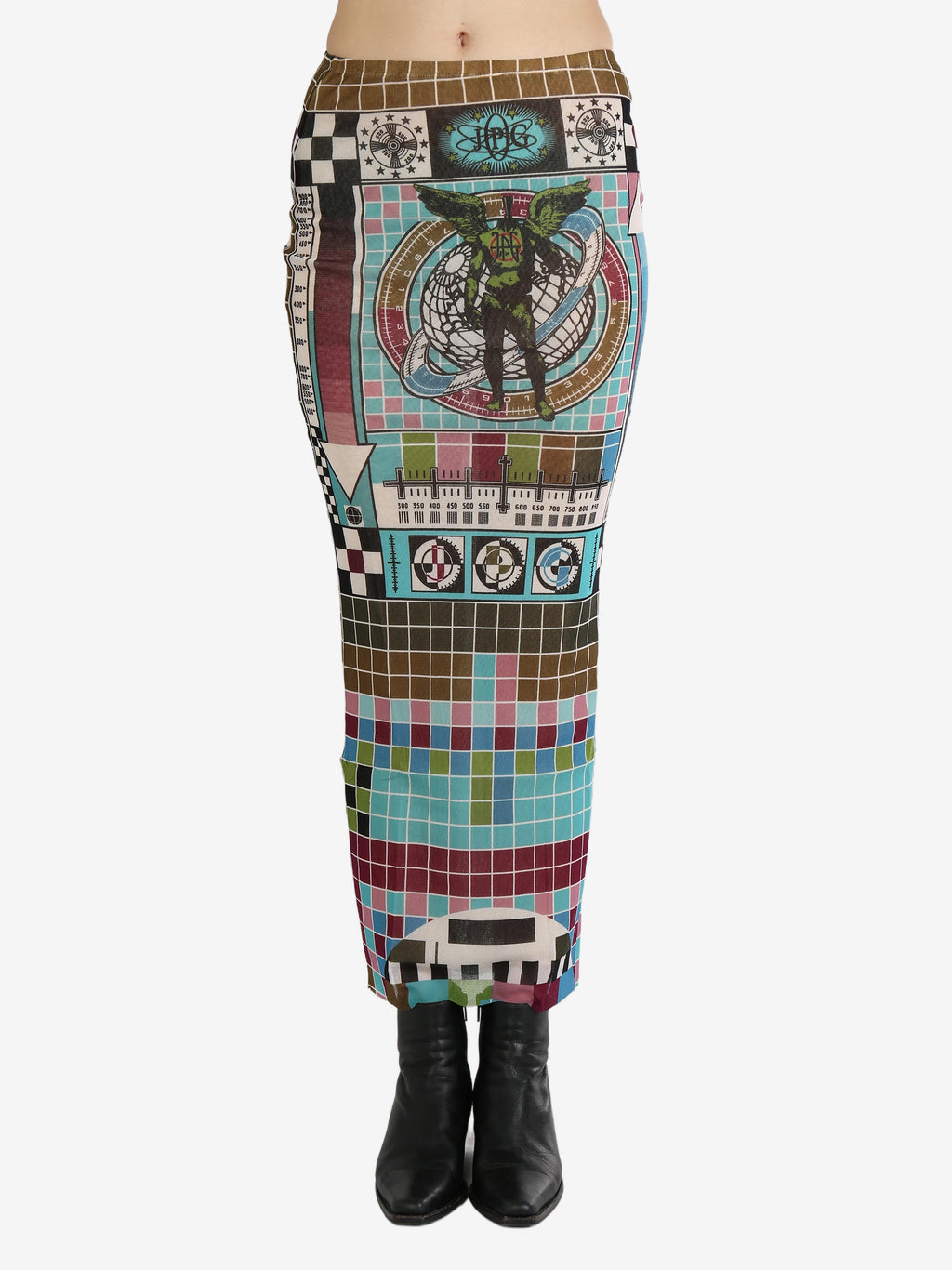 JEAN PAUL GAULTIER - Women Printed "Mire" Mesh Long Skirt