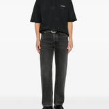 Black shirt, full body view