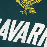 Close up of Green hoodie, showing texture of the 87% cotton/ 13% polyester fabric