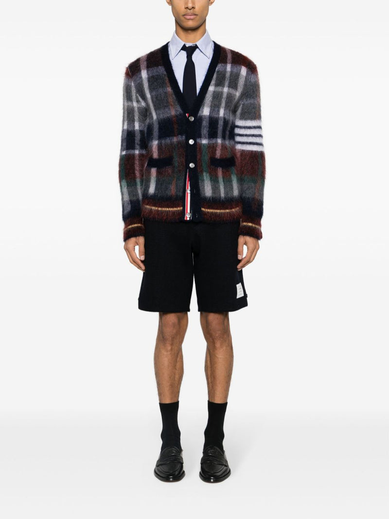 THOM BROWNE - Men Gingham Hector Tartan Check Jacquard V Neck Cardigan