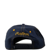 Navy hat, back view