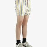 Yellow short worn by a person, showing the short fit