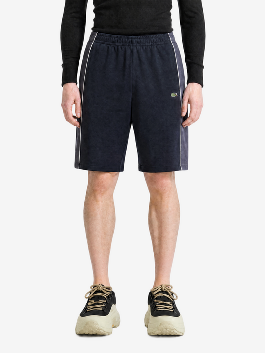 Navy shorts, full body view