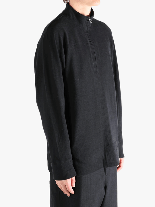 Black jacket worn by a person, showing jacket's fit