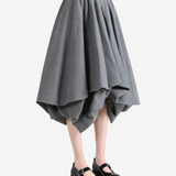 Grey skirt worn by a person, showing the skirt fit
