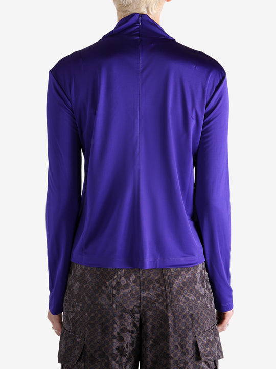 Purple Shirt worn by a person, showing the Shirt  fit