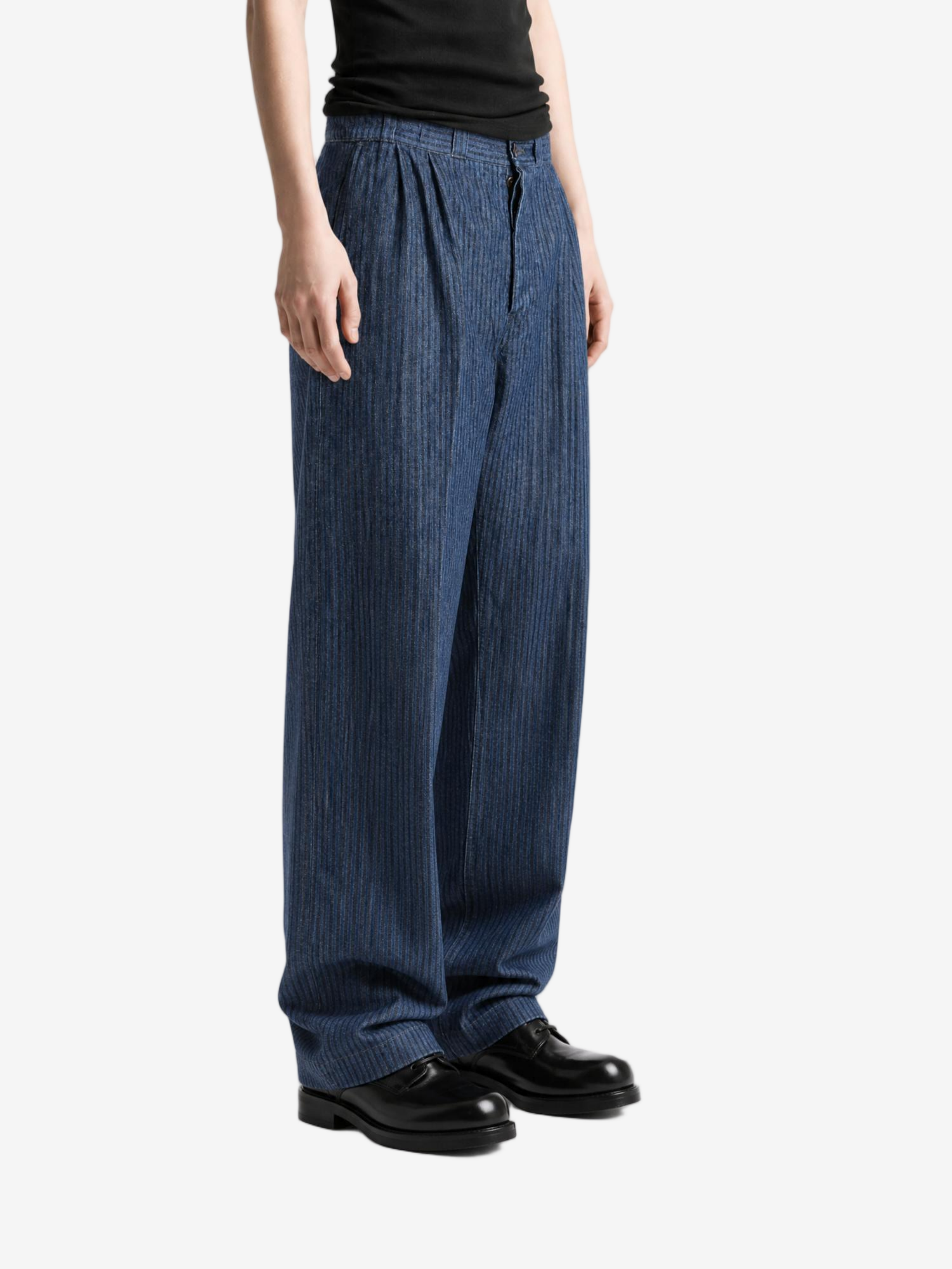 Blue pants, full body view