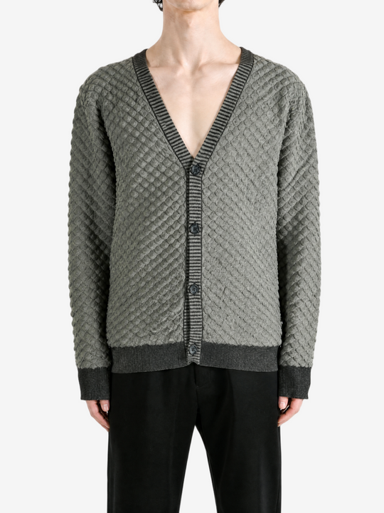 Grey knitwear, full body view