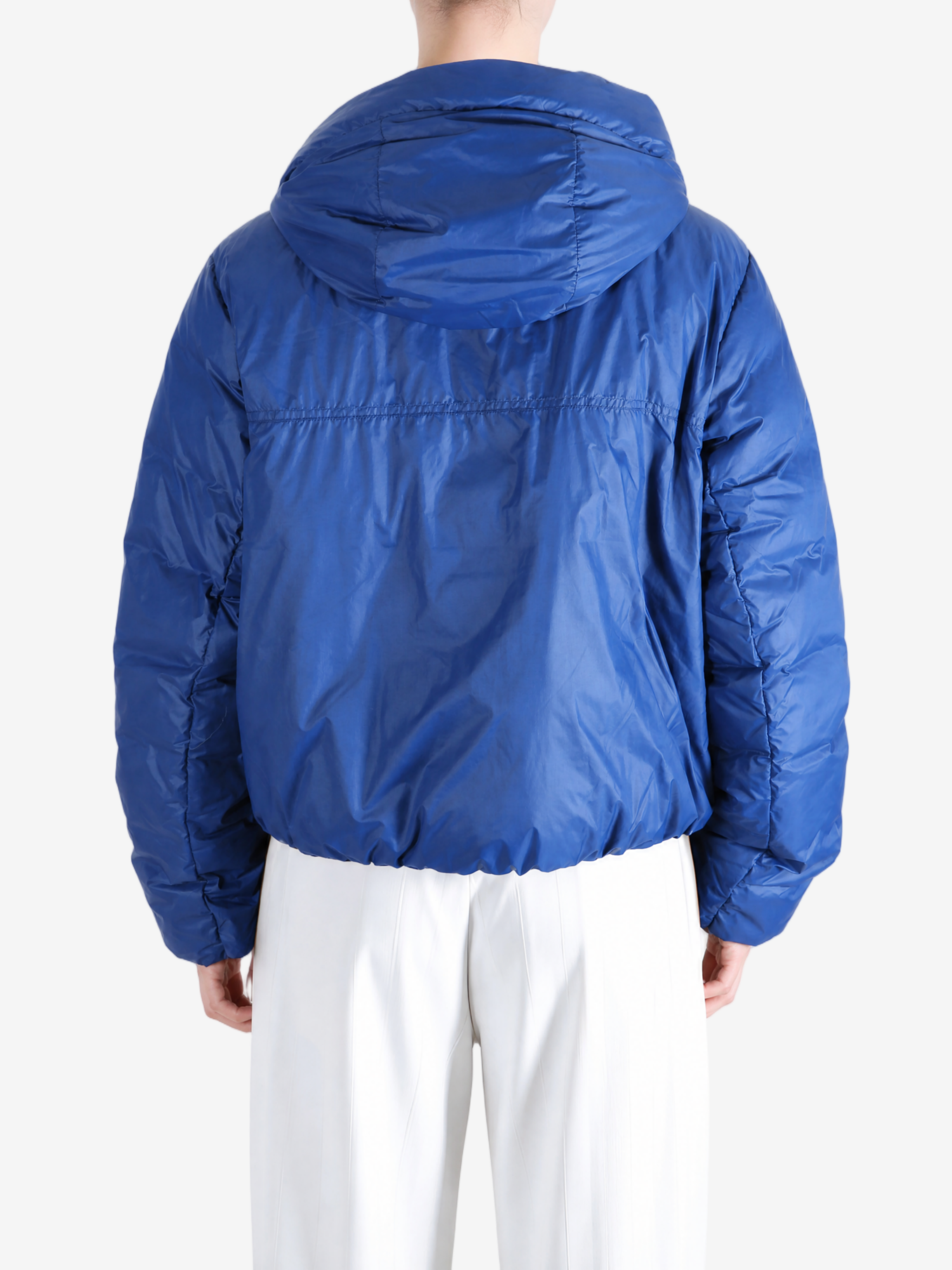 Blue jacket, full body view