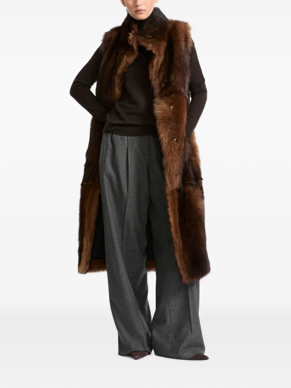Brown jacket, full body view