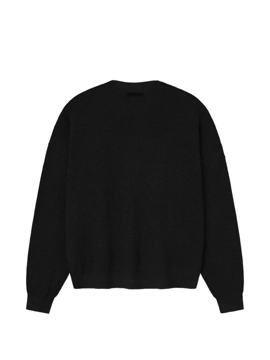 Black sweater, back view