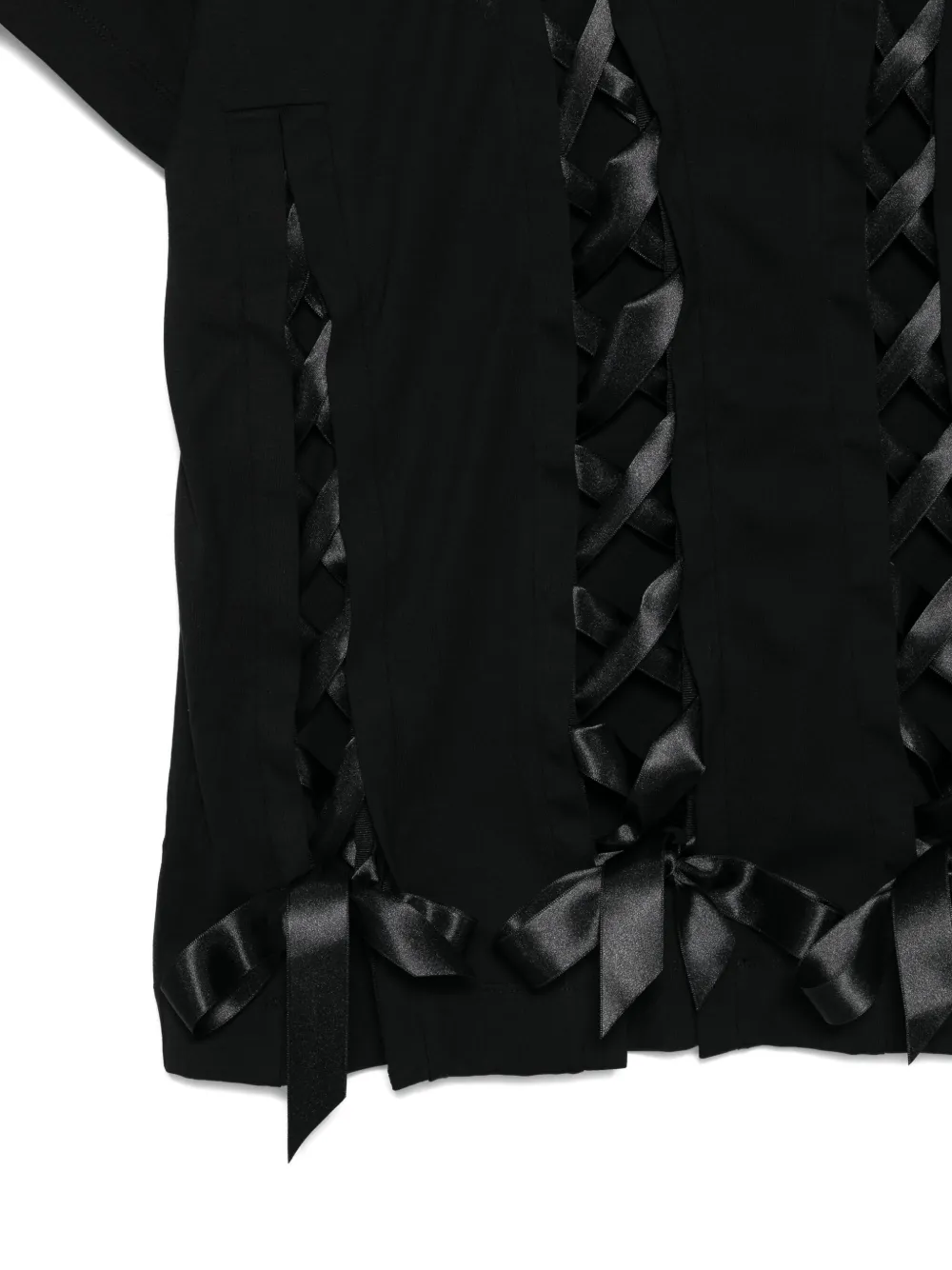 Close up of black t-shirt,showing texture of the cotton fabric.