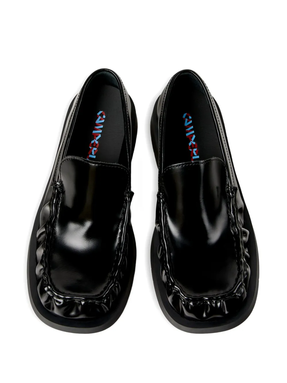 Black loafers-mules, up view