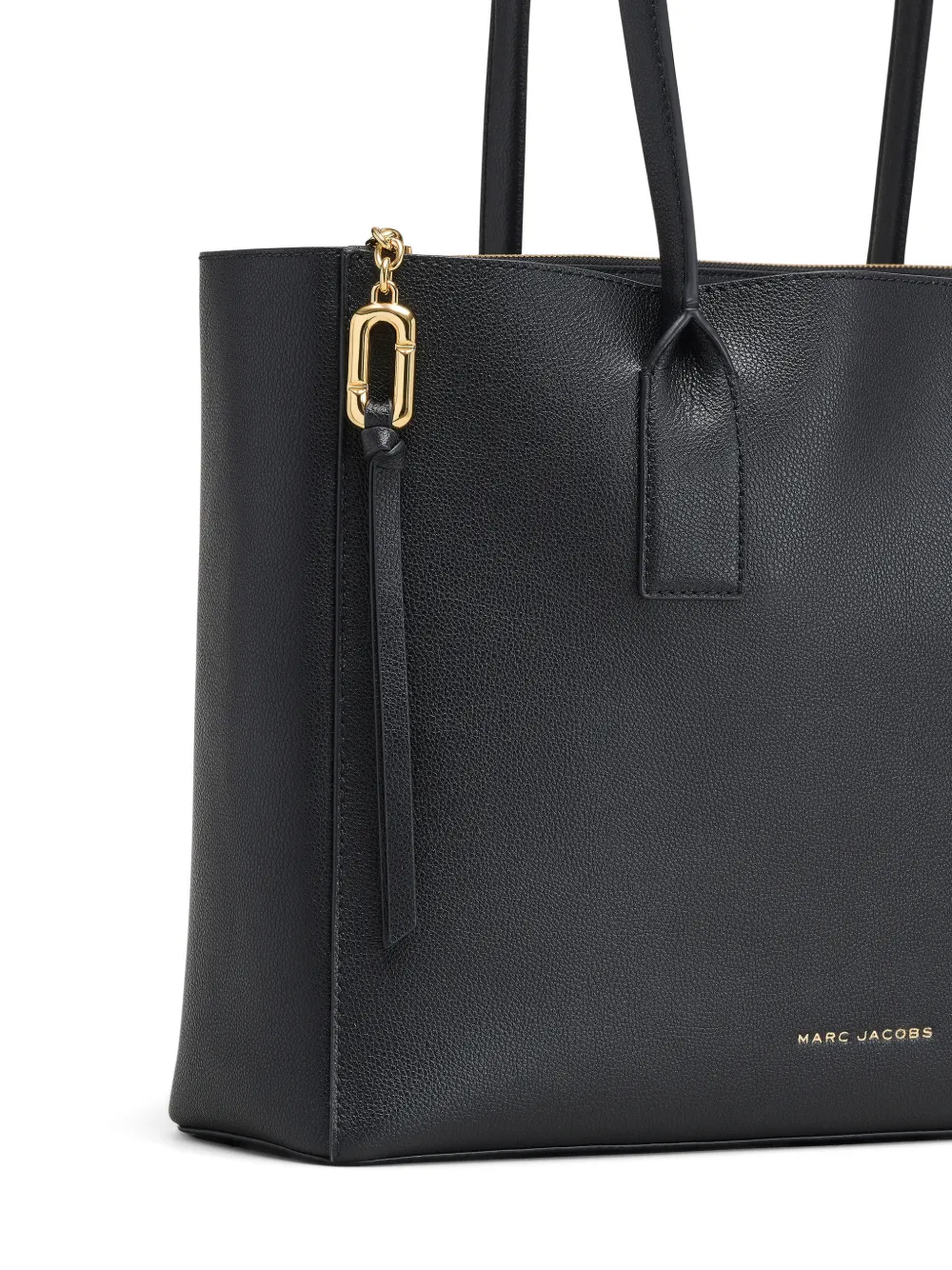 Close up of the black bags, showing texture of the leather