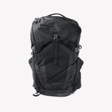 Black backpack, front view