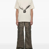 Green pants, full body view