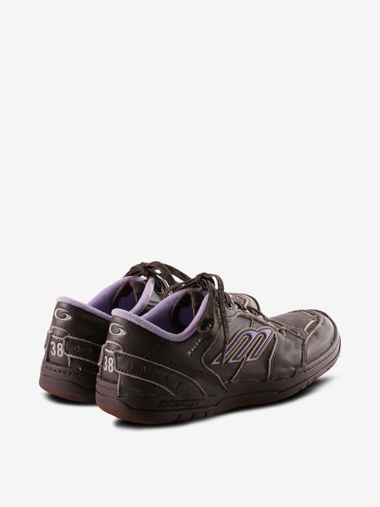 Brown sneakers, back view
