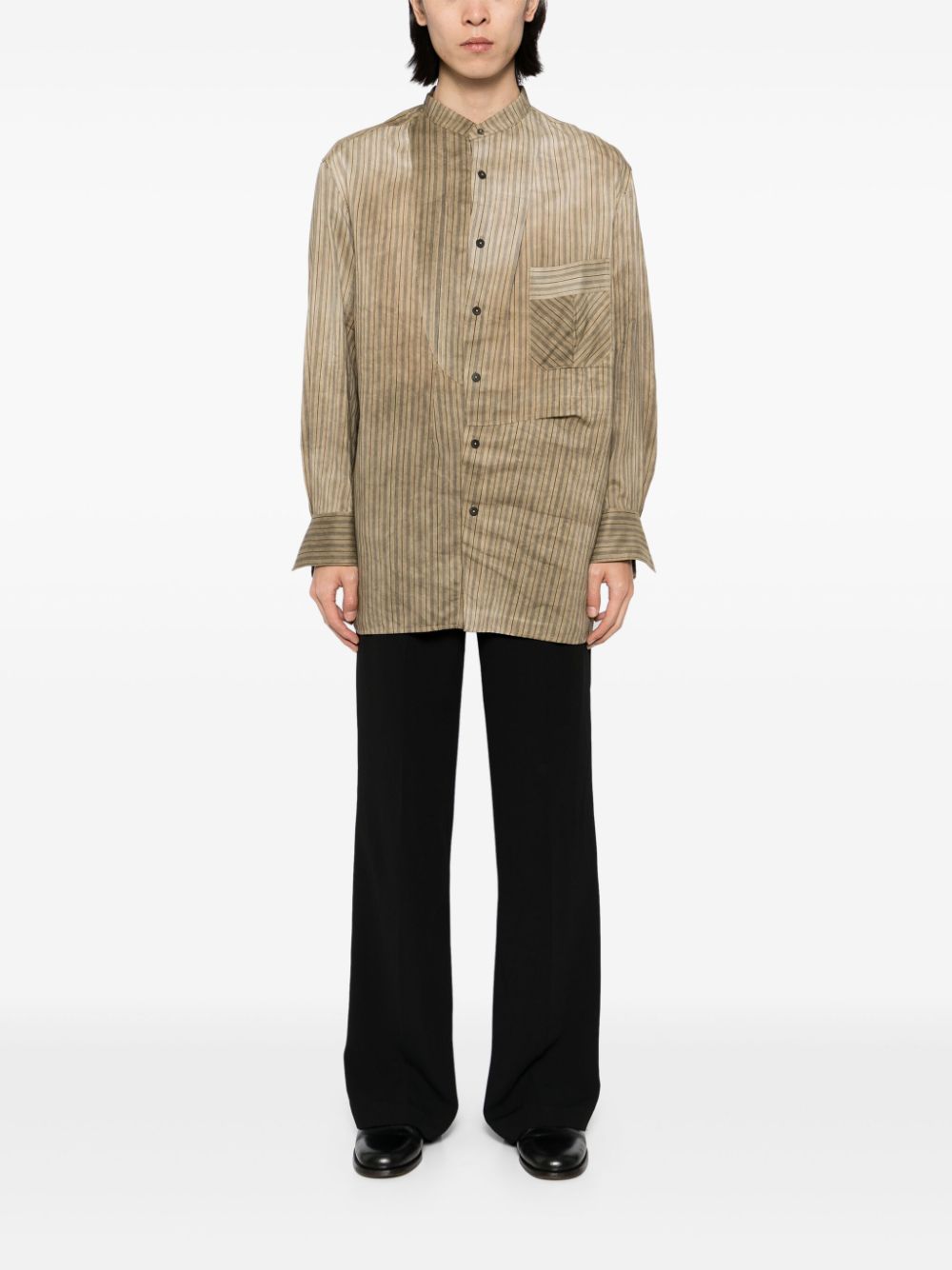 ZIGGY CHEN - Men Classic Stripe Pleated Shirt