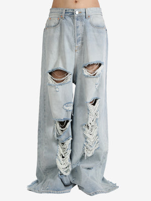 VETEMENTS - Unisex Ripped Big Shape Jeans